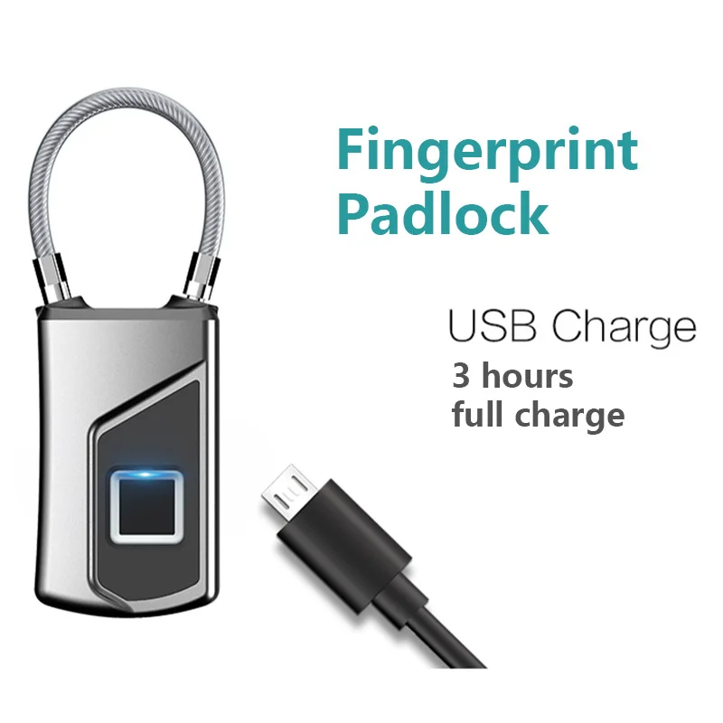 

Fingerprint Lock Waterproof USB Charging Keyless Door Lock Portable Anti-theft Fingerprint Mini Lock For Luggage Case Bags
