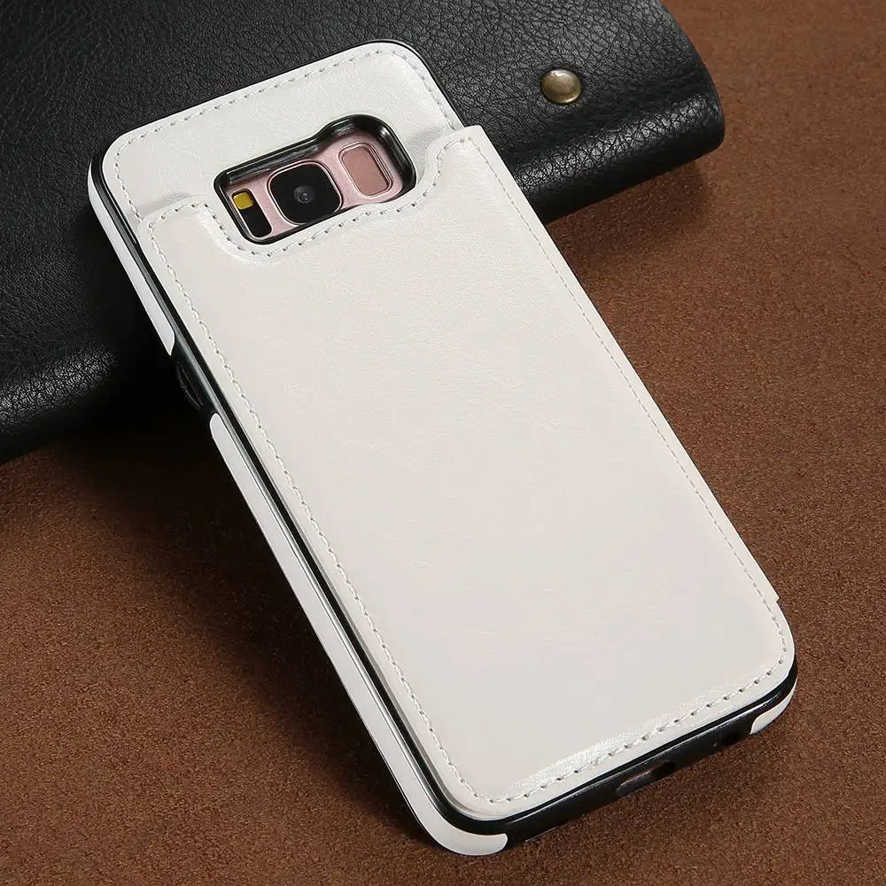 Бежевый Роскошный кожаный чехол в стиле ретро для samsung Galaxy S8 Plus, чехол-книжка с подставкой и отделением для карт, чехол для iPhone samsung Note 10 S10 S9 Plus S7, чехол - Цвет: Бежевый