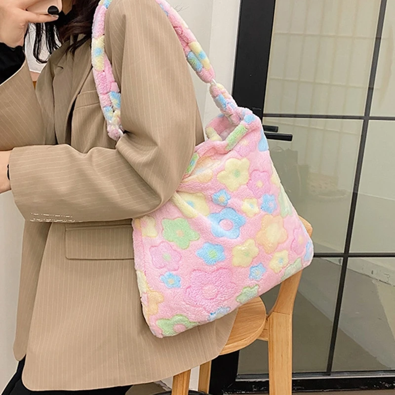 Модная Женская дорожная сумка пушистые сумки на плечо легкие плюшевые теплые