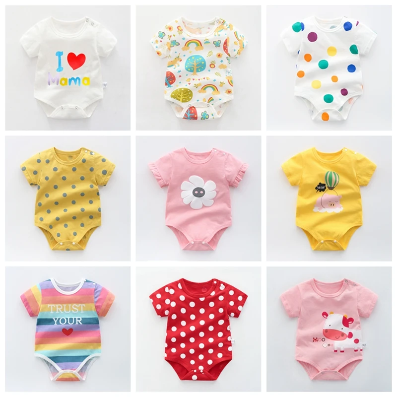 Летний комбинезон для маленьких мальчиков и девочек хлопковый с короткими