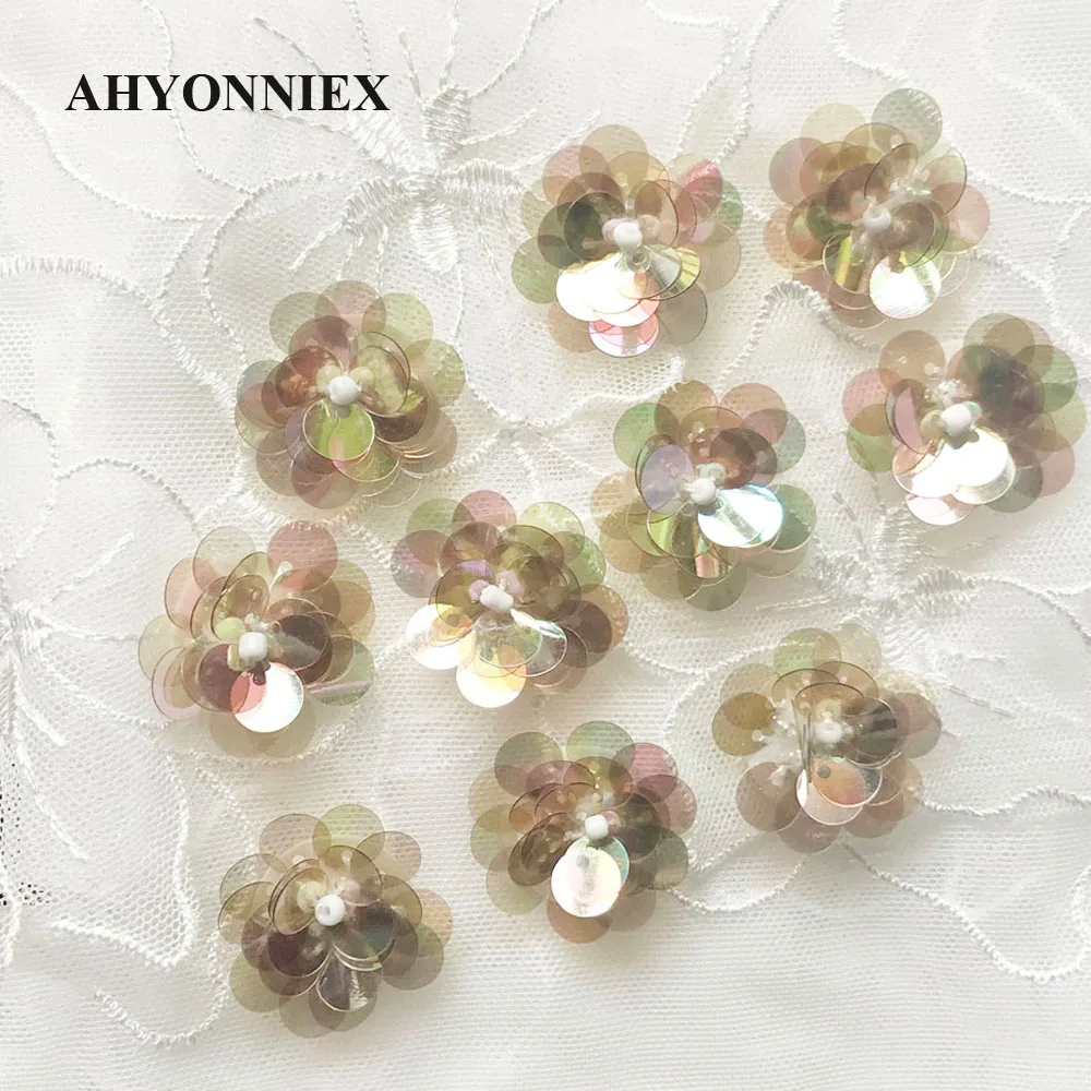 

Нашивки AHYONNIEX с блестками, цветами, нашивки с бисером, 50 шт.