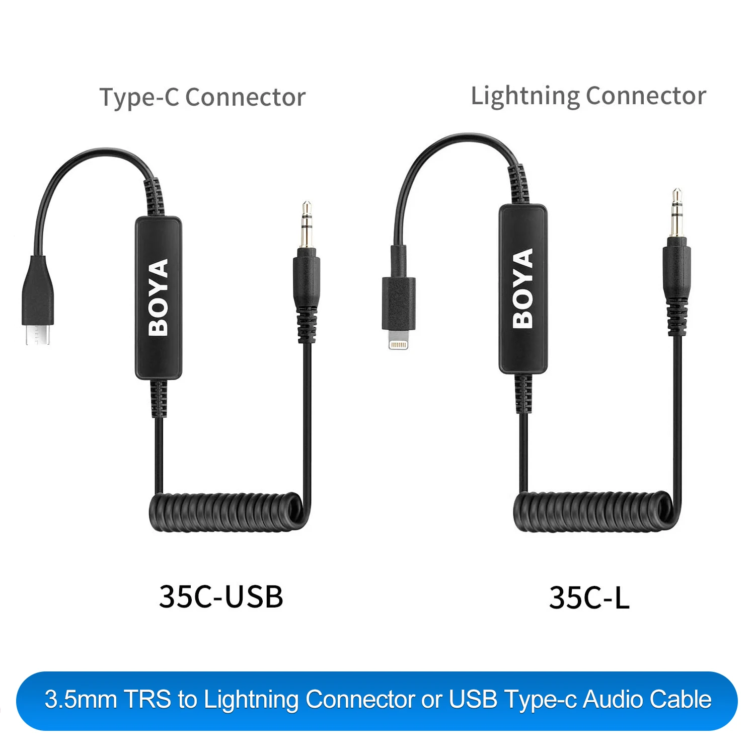 

BOYA 35C-L 3.5mm TRS to Lightning Connector or USB Type-C Audio Cable with Carrying Case for iphone ipad ipod Type-C devices