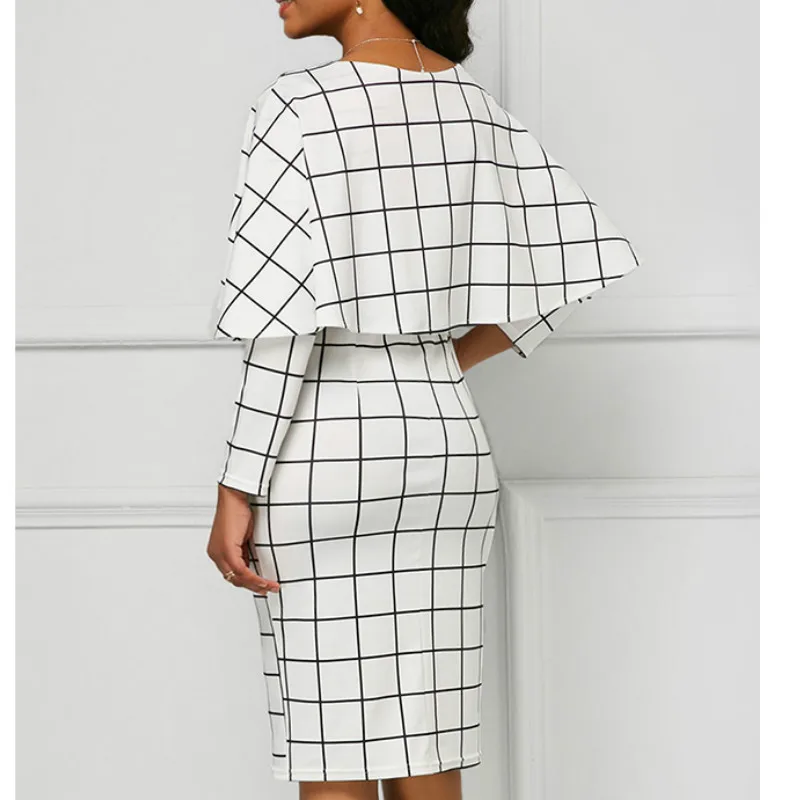 Женское вечернее платье Белое и черное с длинным рукавом|Женские платья| |