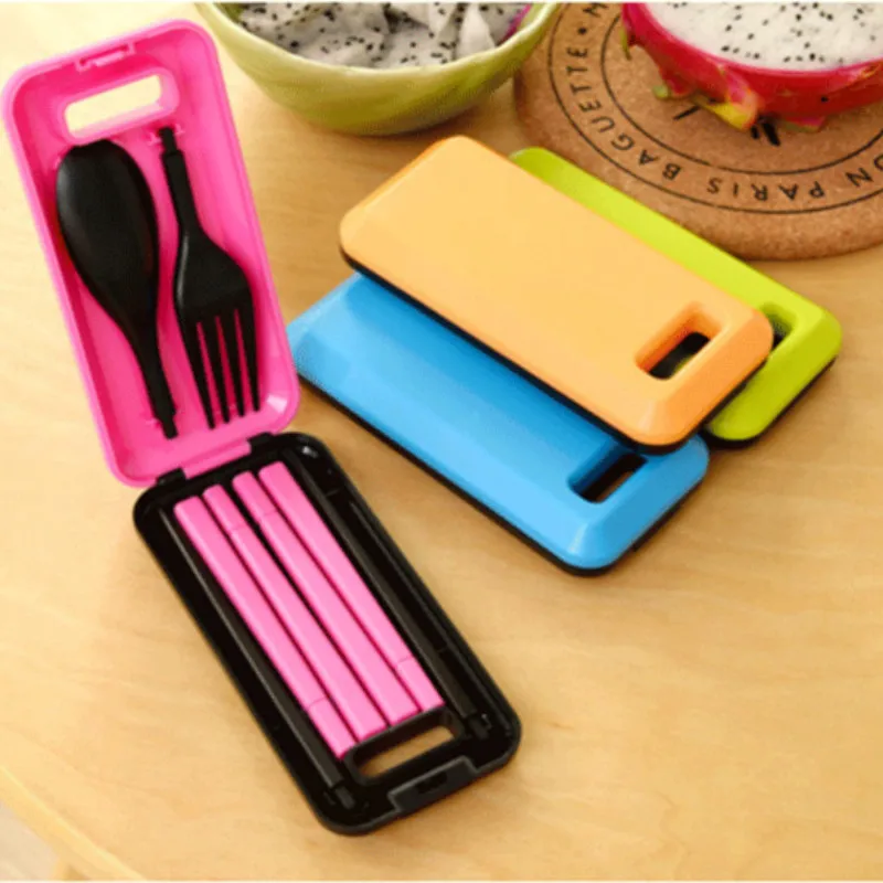 Милый портативный дорожный набор для детей и взрослых вилка столовых приборов