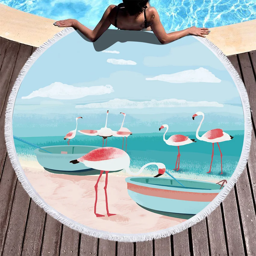 

520g микрофибра круглое пляжное Полотенца Фламинго толстые душ для ванной Полотенца s летний круг коврик для йоги toalla de playa салфетку de