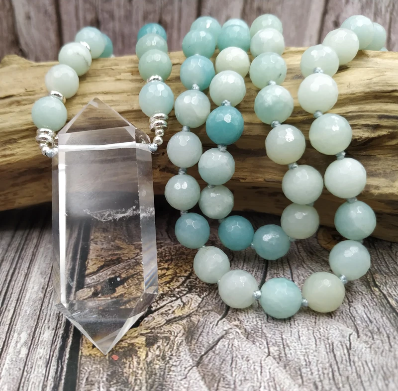 YA4067 натуральные раньше Amazonites бусины ручной работы узлы ожерелья | Украшения и