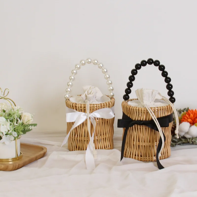 

Pearl Bag Women's New Hand-Woven Handbag Straw Bag Rattan Crossbody Bag