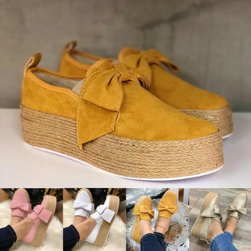 

Женские эспадрильи, слипоны, лоферы, женская обувь на плоской платформе, бант, круглый носок, C183