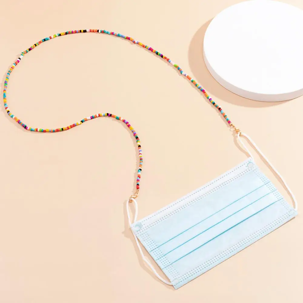 

IngeSight.Z Rainbow Colorful Seed Beaded Choker Necklace Mask Chain for Women Boho Long Necklaces Neck Chain Jewelry Accessories
