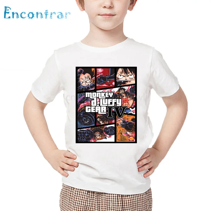 Детская смешная Футболка с принтом Аниме One Piece детские летние белые топы для