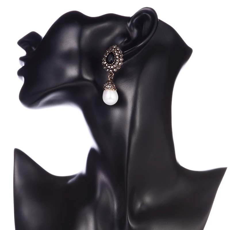 Женские винтажные серьги гвоздики MAIKALE длинные с крупным цветком и жемчугом