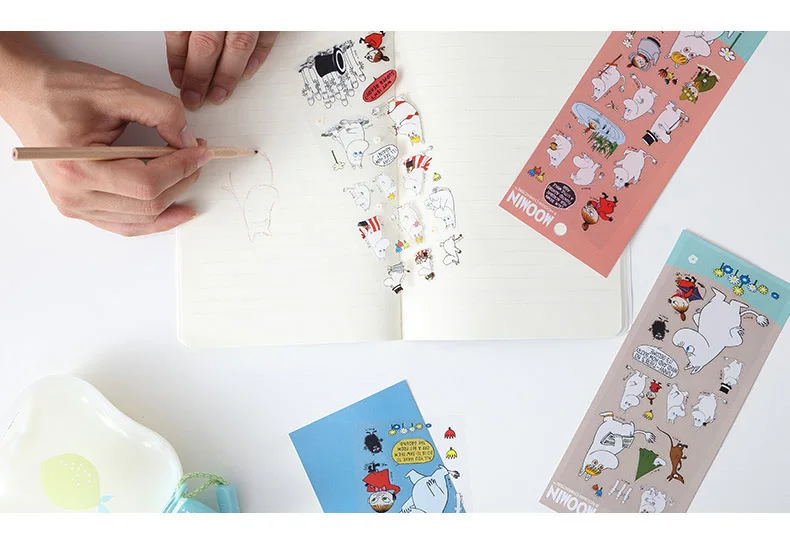 Moomin мультфильм Водонепроницаемый модный скейтборд стикер холодильник украшения Macbook muumi гитарная наклейка Косплей Очаровательная записная книжка наклейка