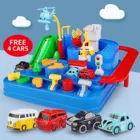 Модель гоночного автомобиля на рельсах, Обучающие игрушки, детский трек, игра приключений, игра для мозга, механическая интерактивная игрушка поезда