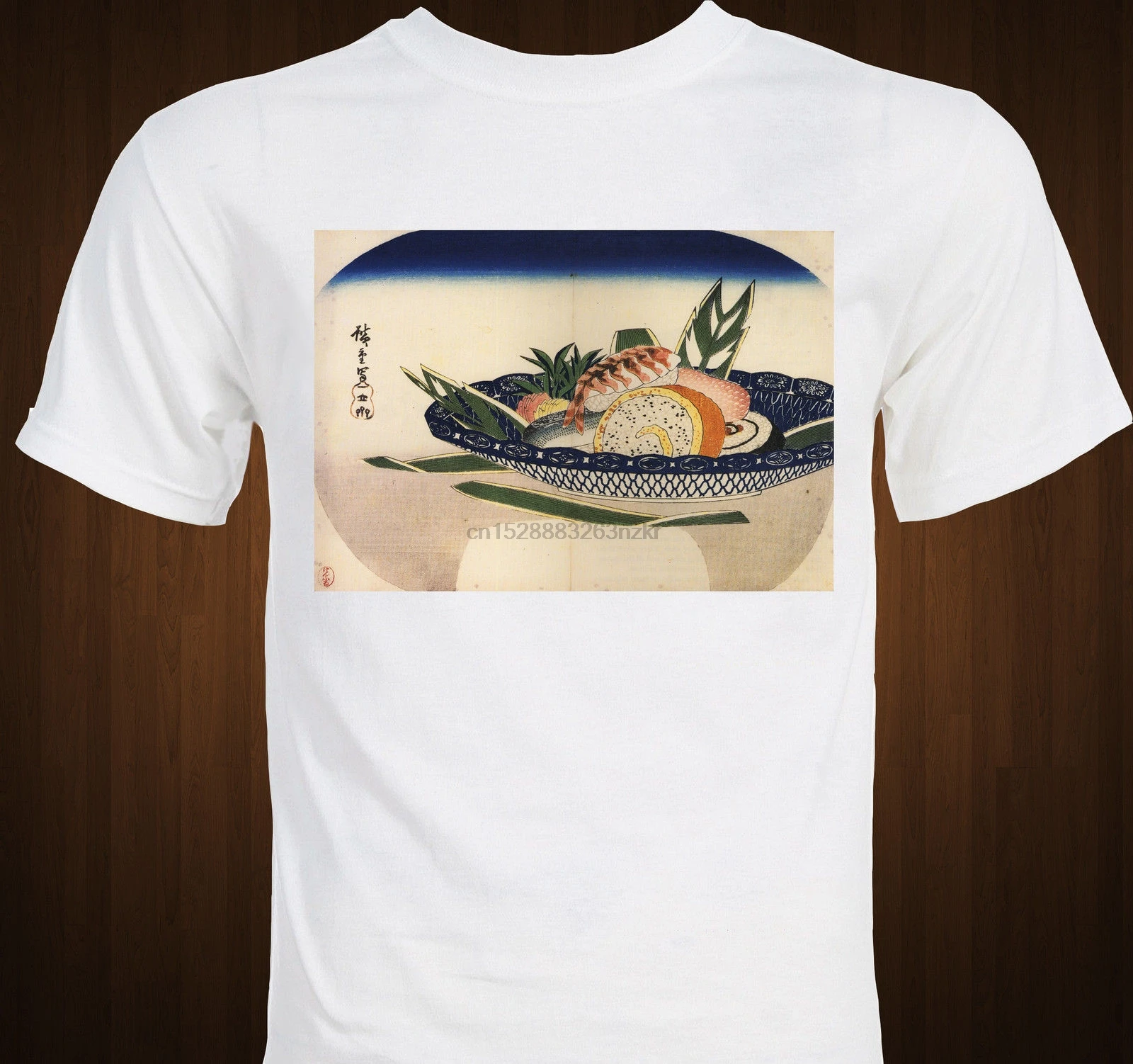 Суши! Футболка с японским рисунком утагава хирошиджа укиё э ФУДИ стильные