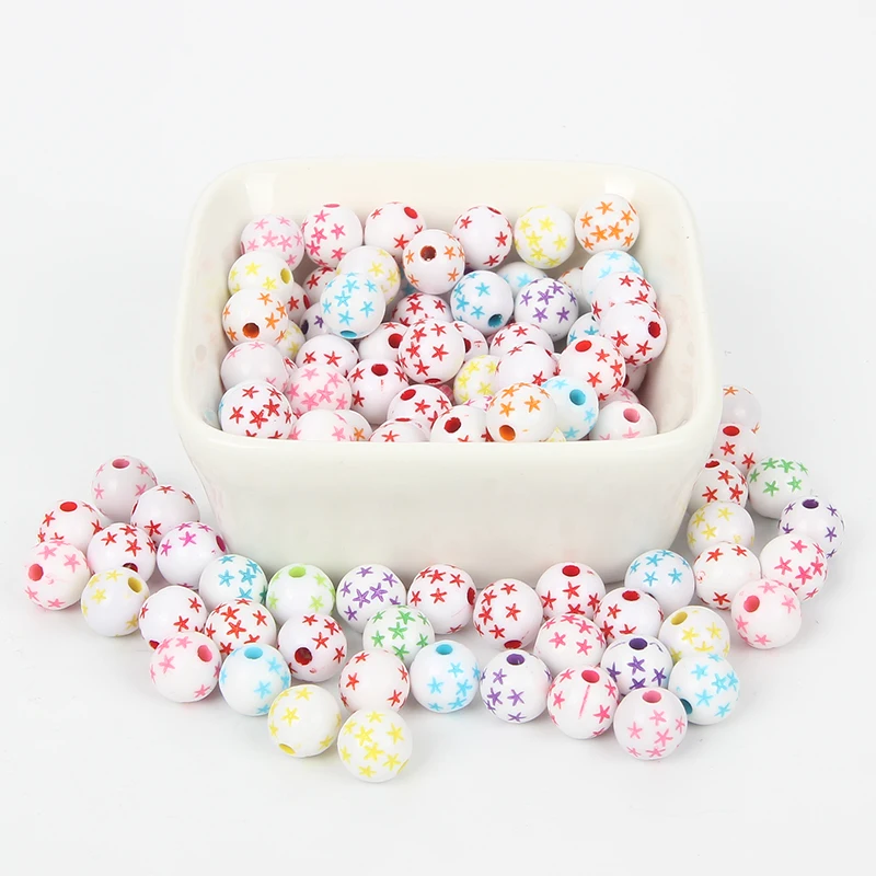 100 шт. круглый белый Морская звезда акриловые бусины 8 мм для ювелирной маркировка