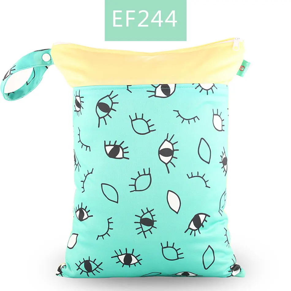 EF244-wet bag Elinfant 1 шт. многоразовая водонепроницаемая сумка для подгузников с модными принтами влажная сухая сумка для подгузников с двойным карманом тканевые сумки с ручками 30*40 см - Цвет: EF244-wet bag