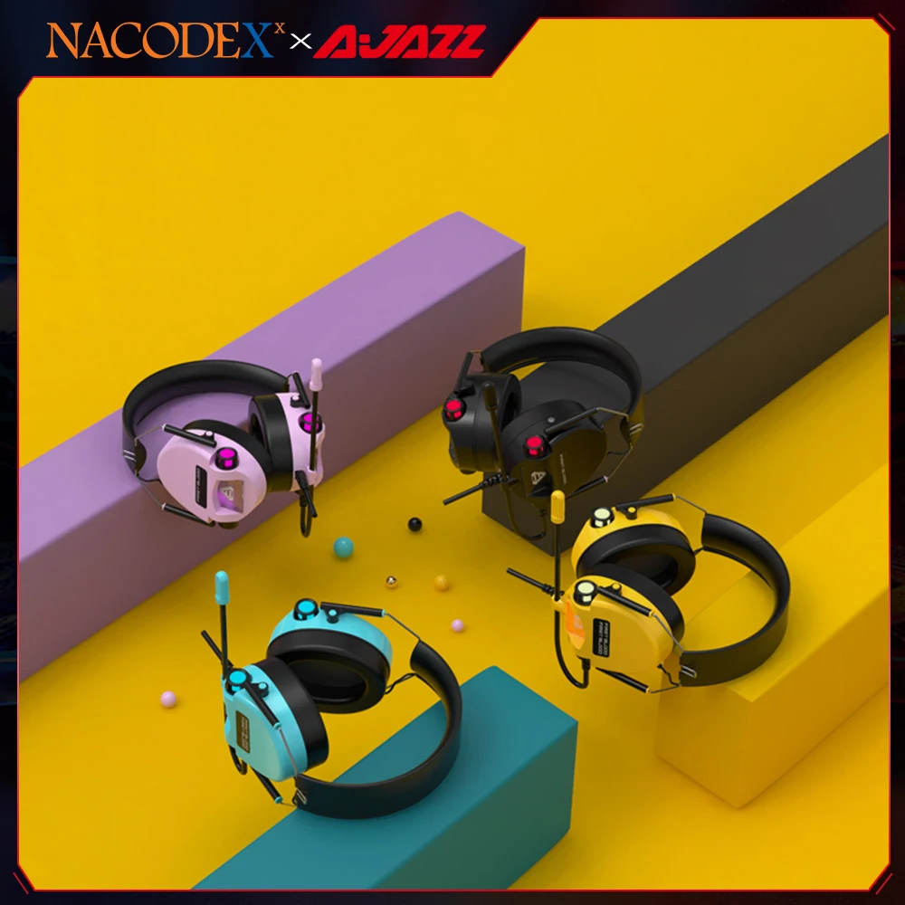 

AJAZZ NACODEX-H10 игровая гарнитура, объемный звук гарнитуры, стерео, проводной, USB микрофон, красочное освещение, ПК ноутбука