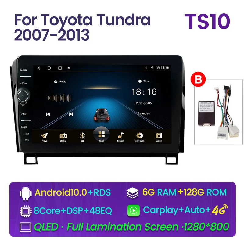 Автомобильный радиоприемник Android 6G + 128G для Toyota Tundra 2007-2013 Sequoia 2008-2018 мультимедийный