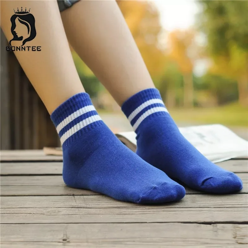 Полосатые смешные носки Харадзюку женские дышащие Kawaii высокая эластичность пары