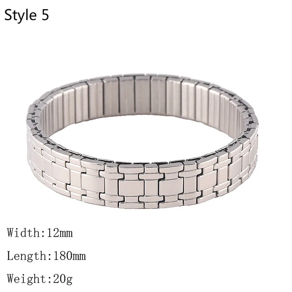 

Italian Charms Stainless Steel Bracelet Splice Metal Chain Grain Elasticity Bracelets Fashion Couple Jewelry Personality Bangle