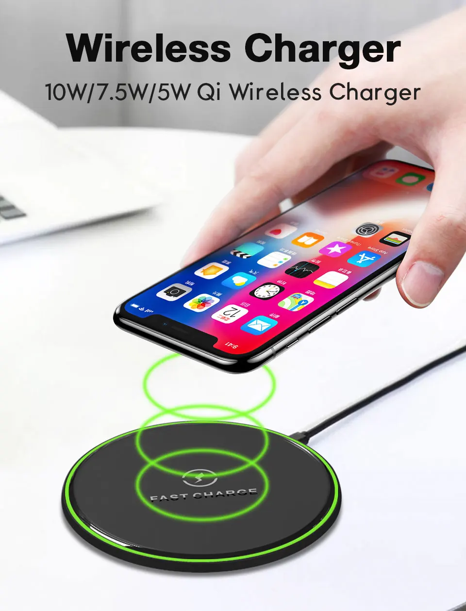 DCAE 10 Вт Qi Беспроводное зарядное устройство для iPhone 11 Pro XR X 8 XS Max USB быстрая Беспроводная зарядная док-станция для samsung Note 9 10 S10 S9 S8