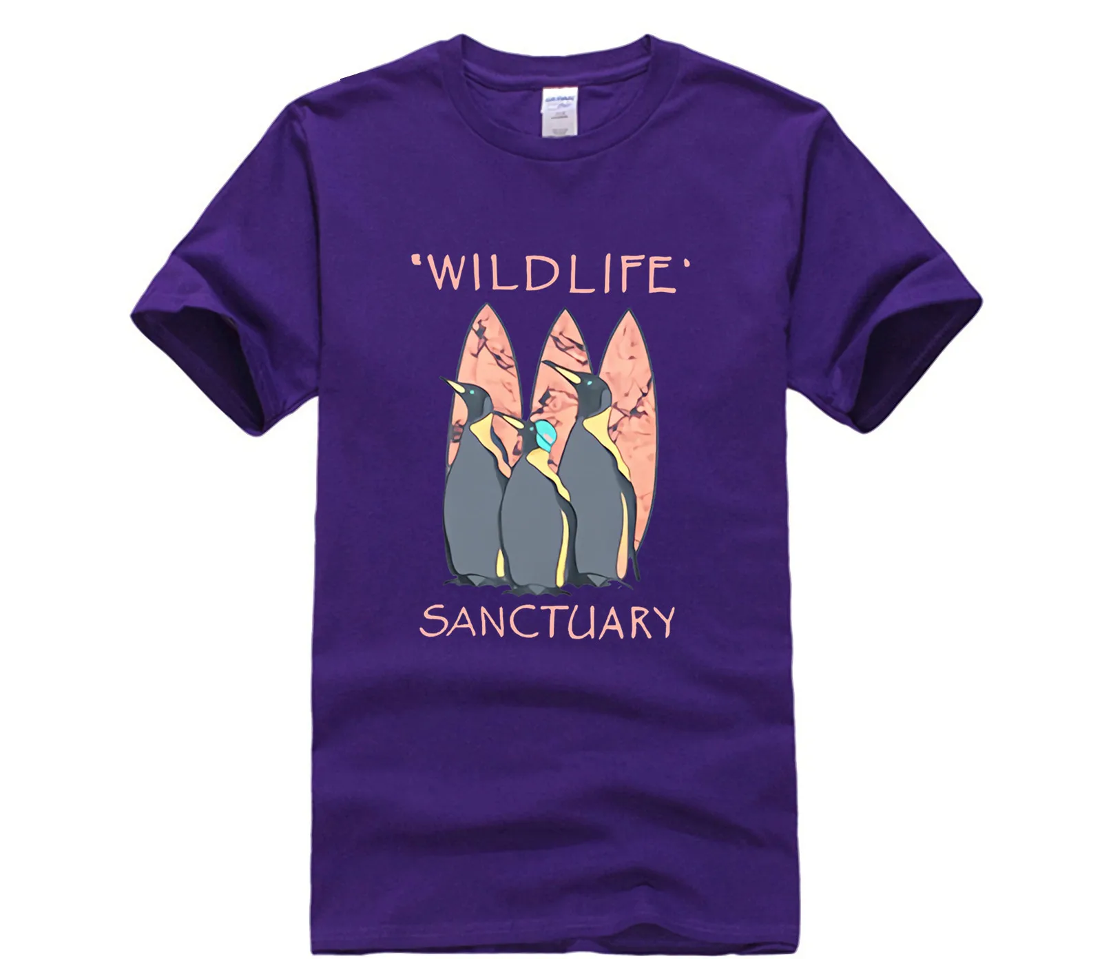 

fashion T shirt men WILDLIFE SANCTUARY Camp Men Penguin Animal 100% Cotton Summer Fashion Mens T Shirt