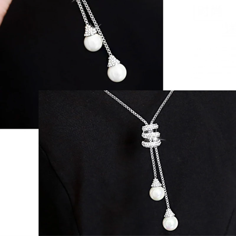 Зимняя женская подвеска с бусинами из кристаллов ожерелье длинная цепочка для