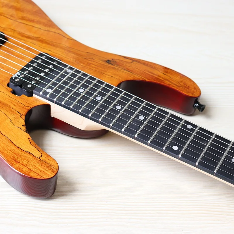 hochglanz 39 zoll elektrische gitarre 7 string karte holz top mit korea made pickup 1 stücke kanada ahorn holz neck free global shipping