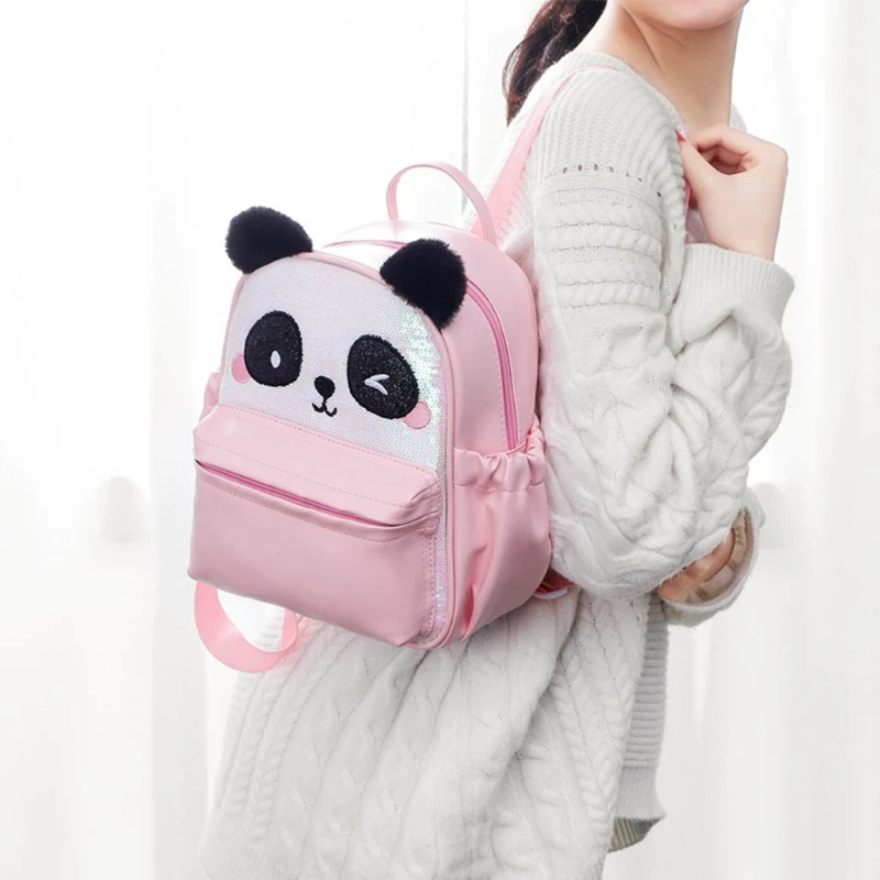 

Kids School Backpack Sequins Schoolbag Cute Panda Children Book Bag for Girls 20CA