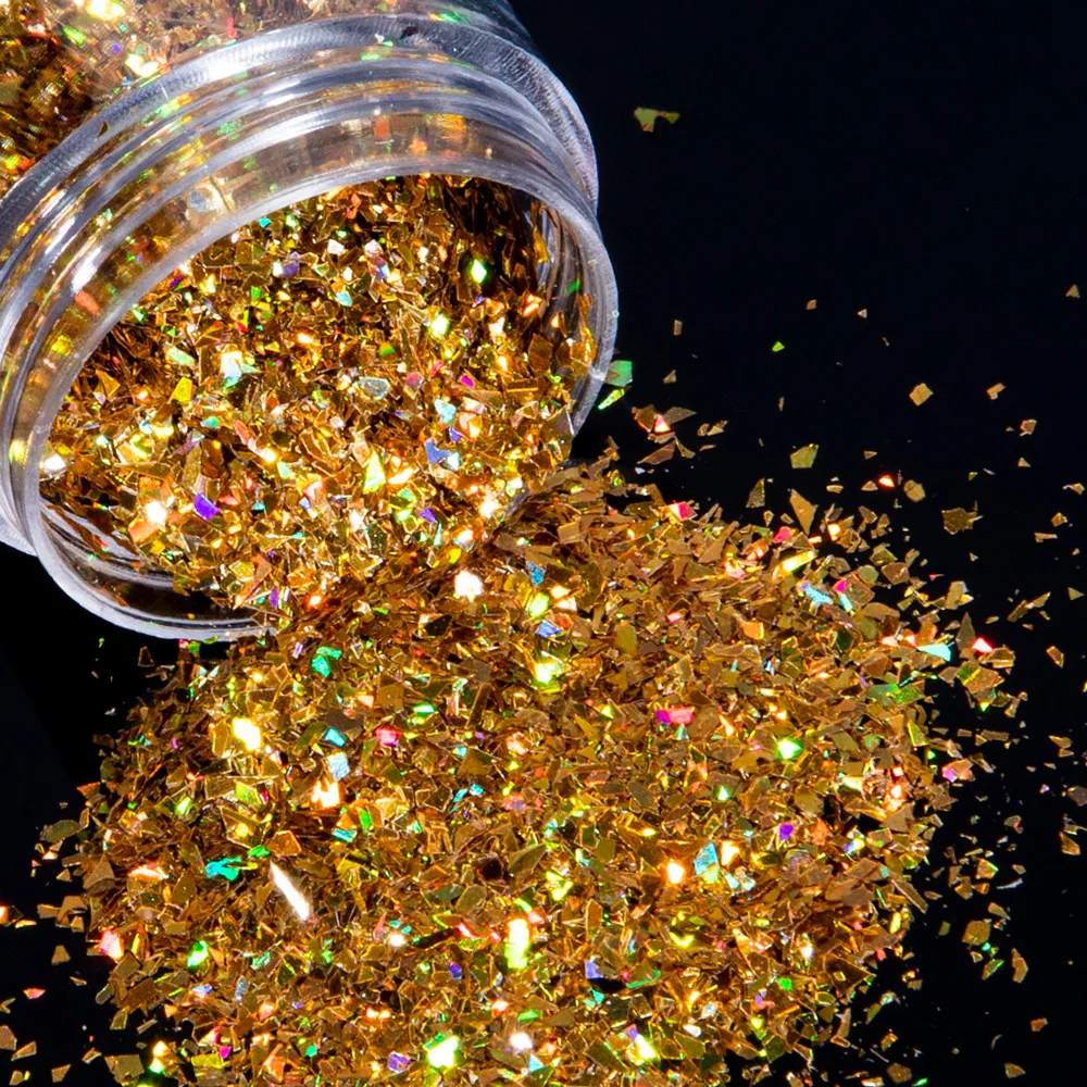 1 банка для ногтей блестки порошок смешанные формы нерегулярные Блестящие