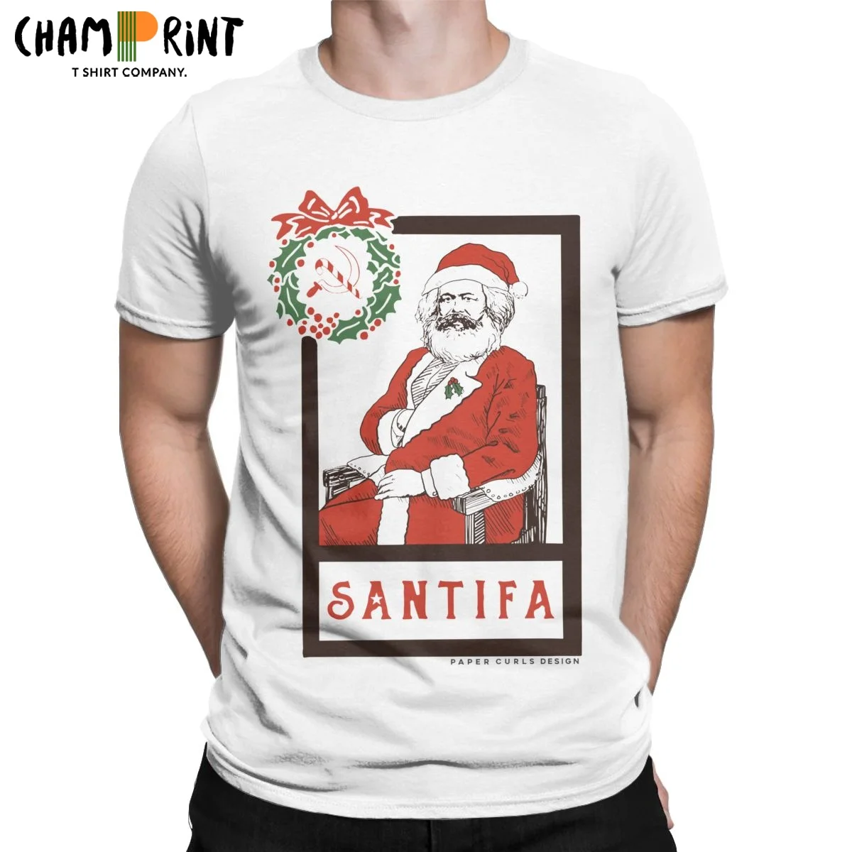 Мужские футболки Santifa с рождественским принтом Карла Санты винтажные коротким