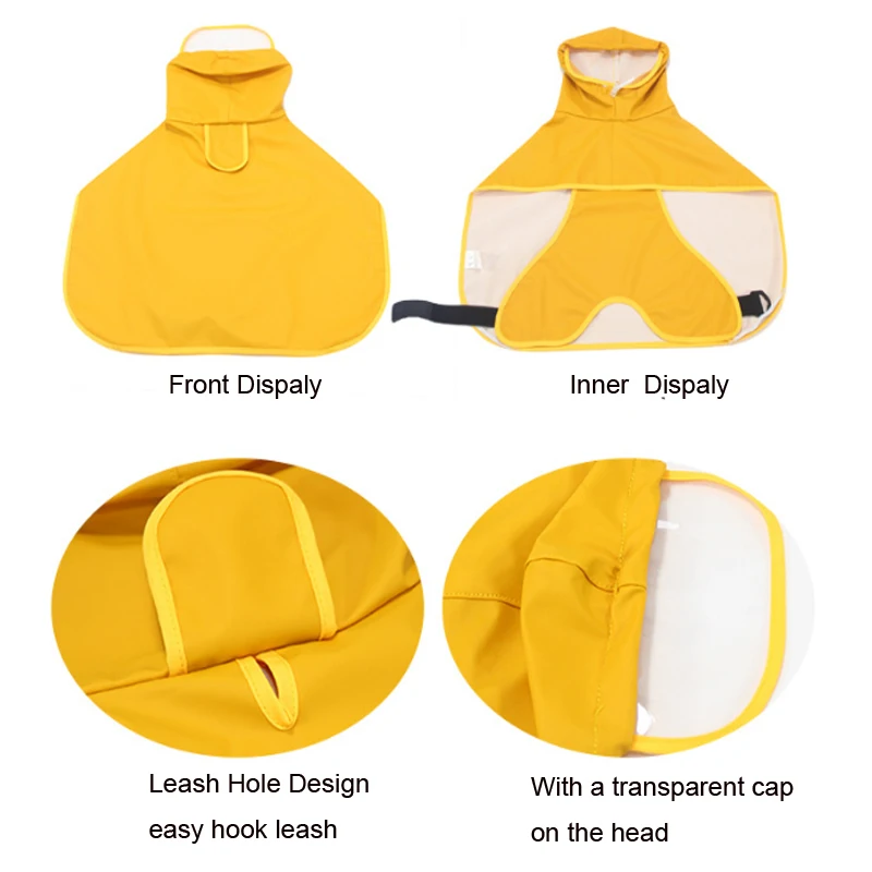 Дождевик для собак желтый легкий дождевик водонепроницаемая одежда домашних