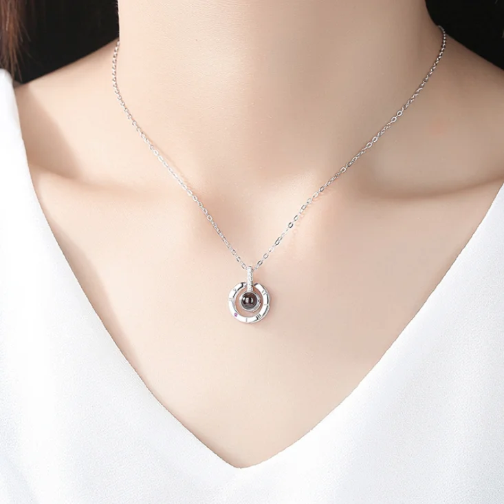 Ожерелье с подвеской-проектором Я тебя люблю на 100 языках WWLB свадебное ожерелье