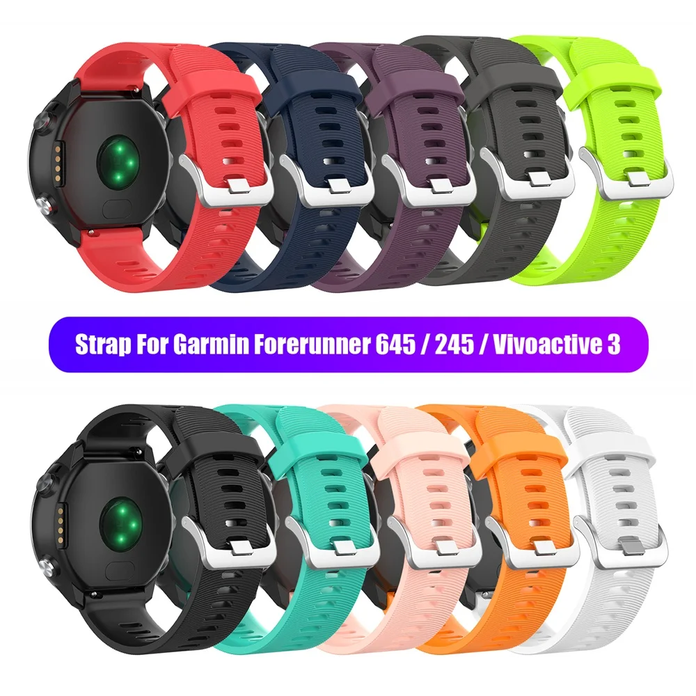 20 мм спортивный силиконовый ремешок для Garmin Forerunner 245 245 м 645 Vivoactive 3 Смарт-часы цветной браслет LEZ
