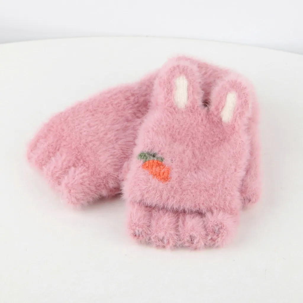 Детские Зимние перчатки для мальчиков и девочек от 3 до 8 лет, Перчатки С Откидывающейся Крышкой, теплые митенки детские вязаные перчатки