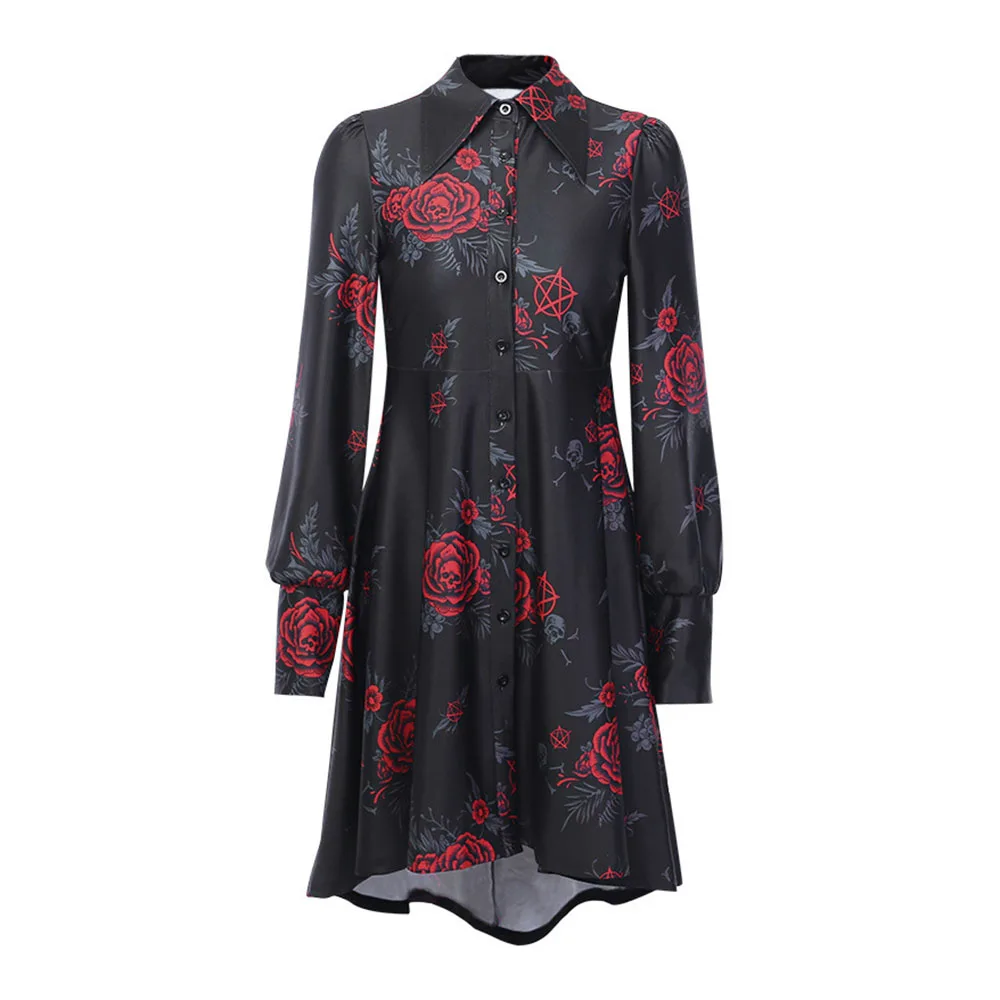 Женское платье в готическом стиле асимметричное Плиссированное Платье с принтом