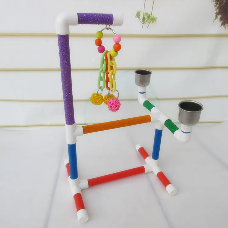 Bird PVC Perch Platform Training Stands Perches Playstand Playgound Standing Toy with feeders for Macaw Cockatoo African Grey | Дом и сад
