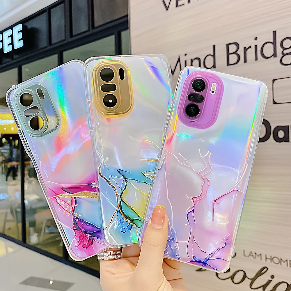 laser marbel phone case for xiaomi redmi note 10 9 pro max 10s 9s mi note 10 mi11 lite ultra poco x3 nfc pro f3 m3 soft cover free global shipping