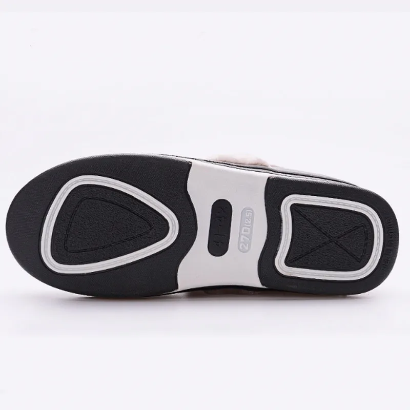 

Men Slippers Indoor Leather Winter Waterproof Warm Home Fur Women Slipper Male Couple Platform Shoes Fluffy Big Sizes