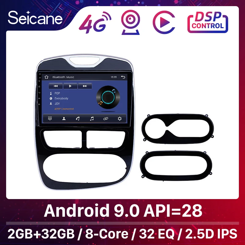 Автомобильный радиоприемник Seicane 10 1 дюйма Android 9 0 с навигацией GPS для Renault Clio 2012 2015