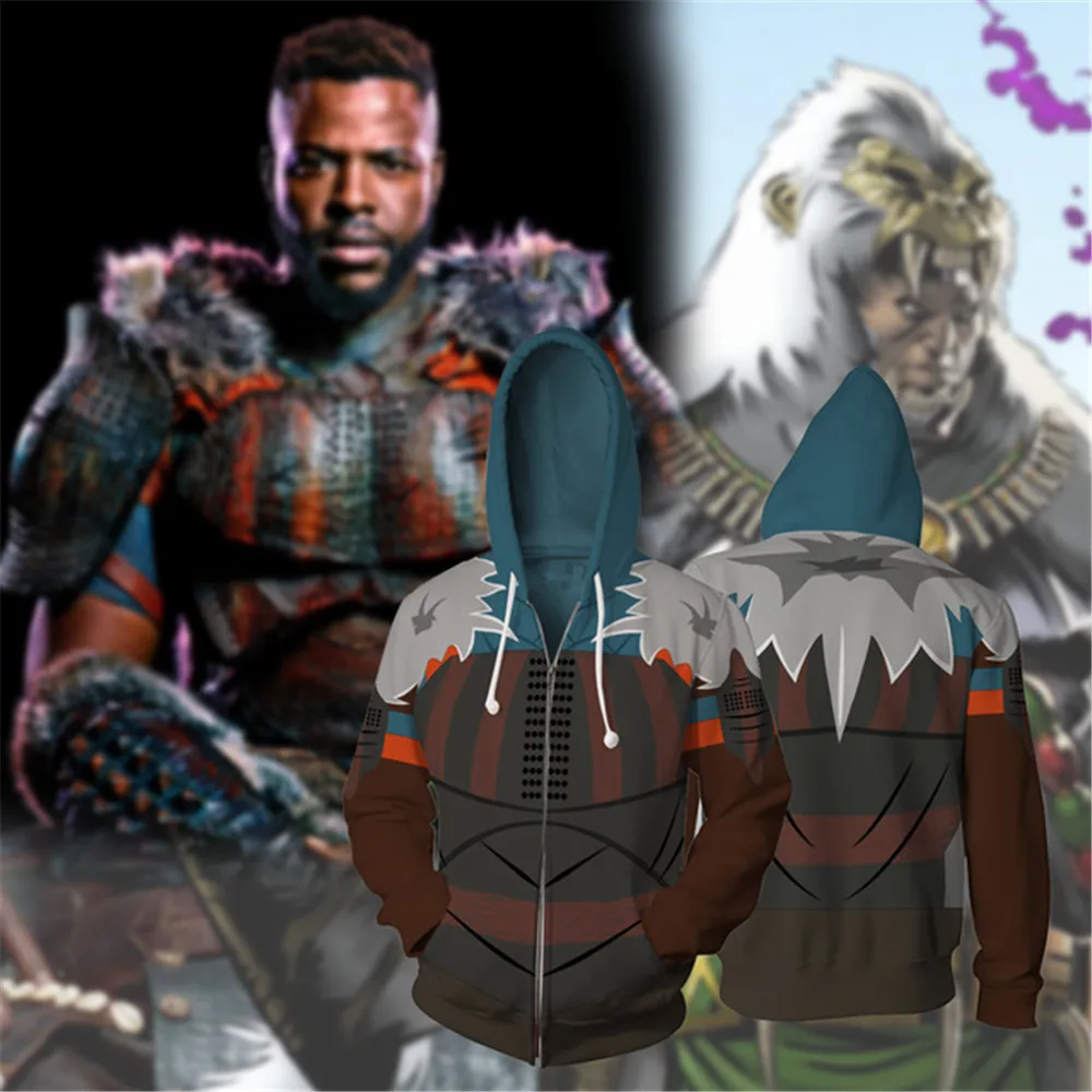 Толстовка Черная пантера Okoye Erik Killmonger толстовка с длинным рукавом на молнии