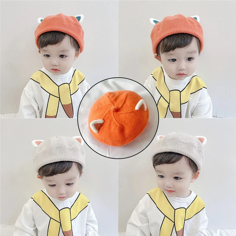 

Winter Baby Hats Knitted Berets for Babies Kids Bonnet Children's Panama Hats Infant Bonnets Autumn Painter Cap шапка детская