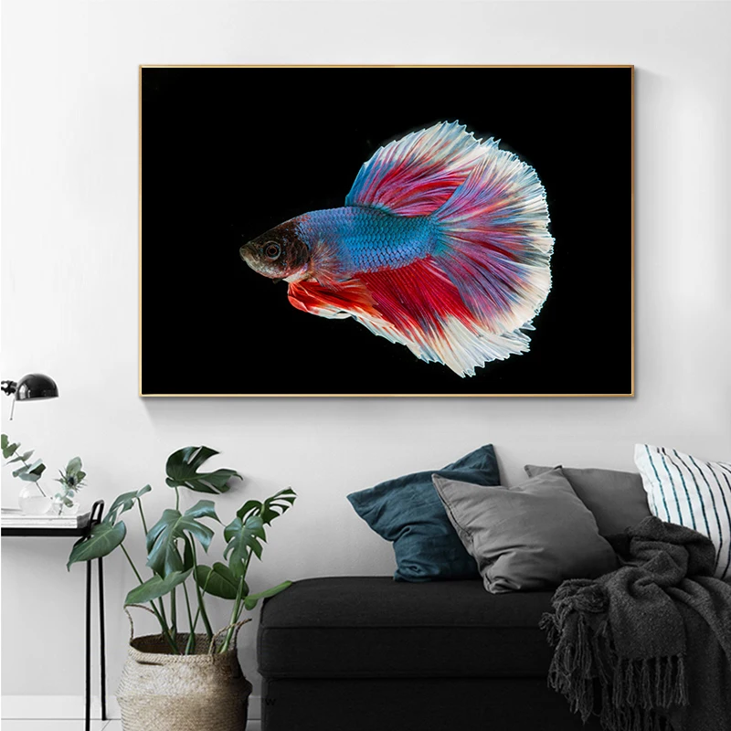 Современные художественные плакаты и принты в виде рыбы настенная живопись на