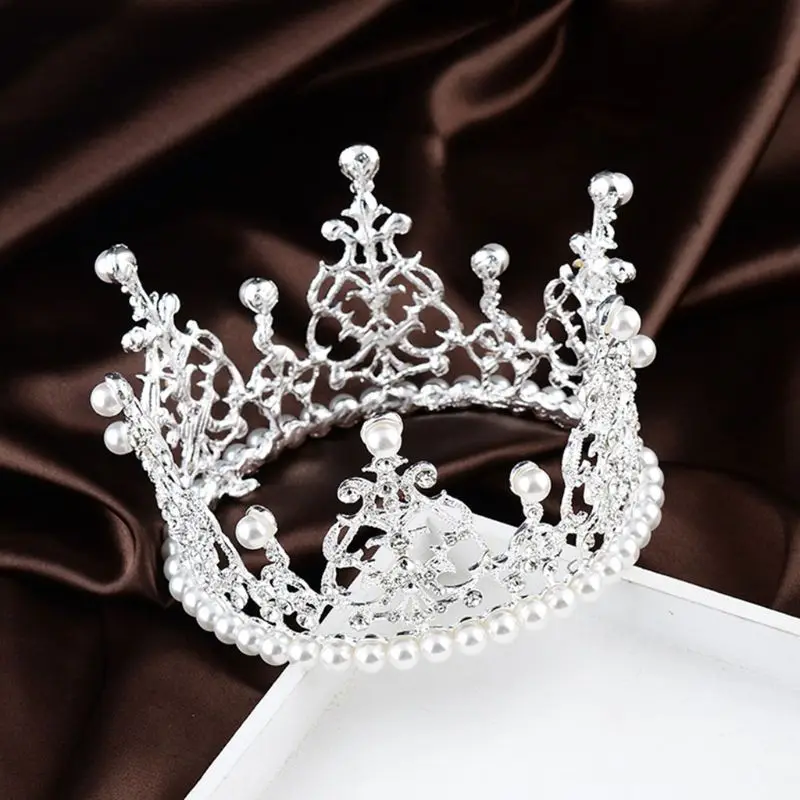 

Baby Crown Infants Photography Props Pearl Rhinestone Birthday Picture Photoshoot Accessories