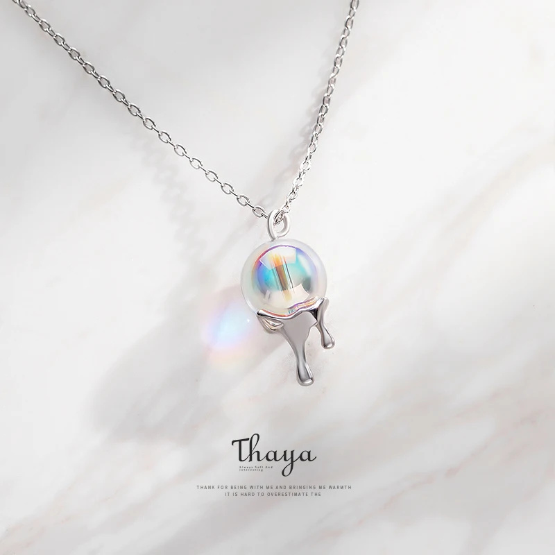 Thaya, Радужное ожерелье с пузырьками, 925 серебро, богемное ожерелье-чокер для женщин, дизайн, ювелирное изделие