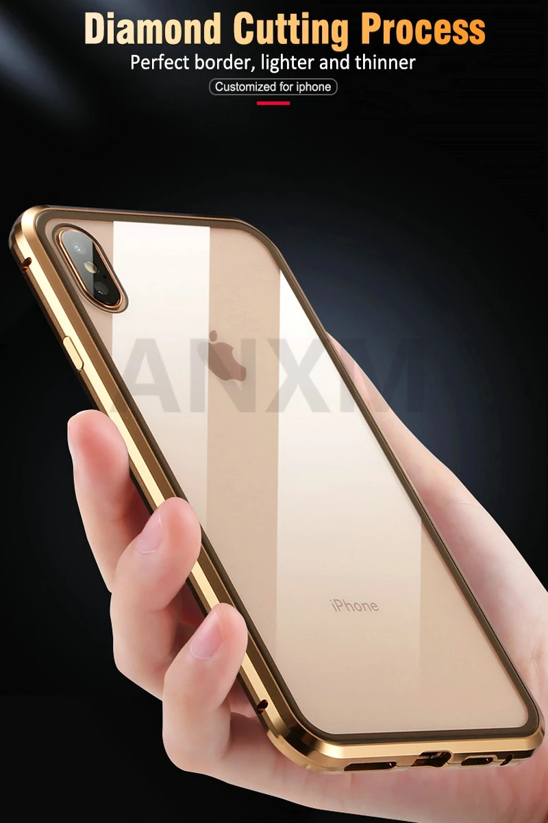 Металлический магнитный чехол для iphone X, Xr, Xs, 11 Pro, макс. закаленное стекло, задняя крышка с магнитом, чехол для iphone 6, 6s, 7, 8 Plus, чехол
