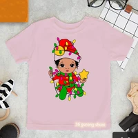 black girl magic xmas gift print t shirt girls kawaii kids clothes melanin poppin pink tshirt harajuku shirt streetwear tops