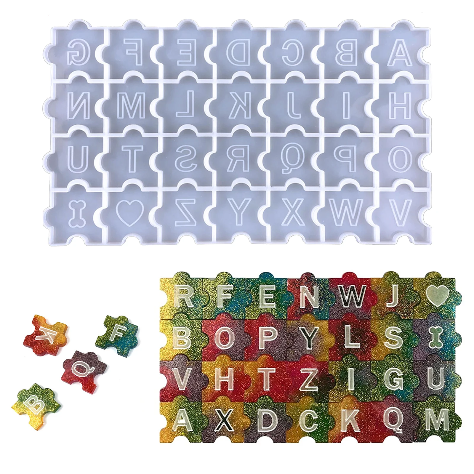 

Letter Mold Alphabet & Game Puzzle Silicone Molds Initial Mold Large Clear Resin Kids Spelling Game Epoxy Resin Craft Supplies