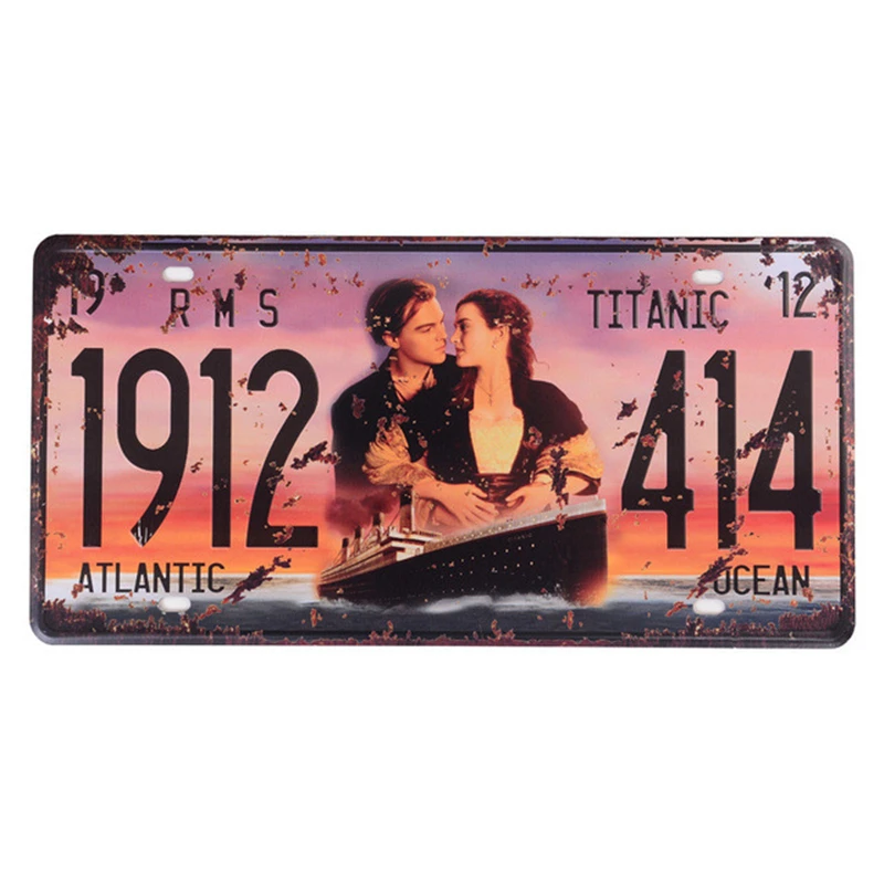 

15x30cm Car Plate License Plaques Retro European Style Number Tin Sign Shabby Pin Up Iron Painting Metal Plate Sign For Bar Cafe