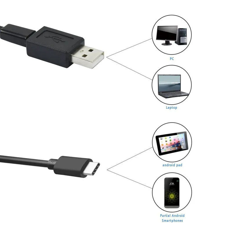 Новейшая камера-эндоскоп 7 0 мм USB Type-C Android ПК 2 м гибкий Бороскоп камера с 6